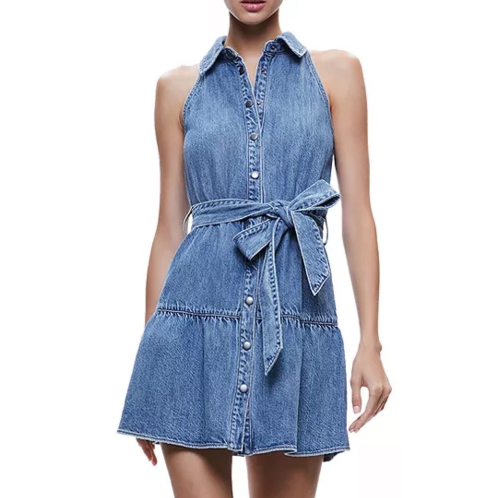 Alice + Olivia Denim Blue Sleeveless Dress